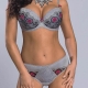 BELLA ROSA Grey With Embroidered Roses Push up Bra