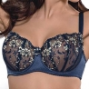 Audrey - Navy Blue Sheer Balconette Bra