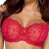 Pamela - Raspberry Red Sheer Balconette Bra