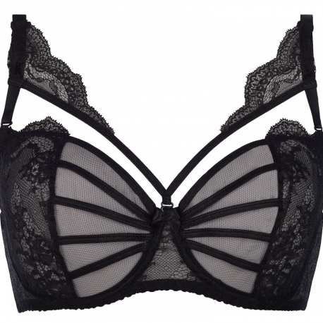 Venetian Mirror 2 - Black Strappy Sheer Lace Bra