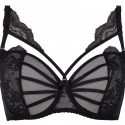 Venetian Mirror 2 - Black Strappy Sheer Lace Balconette Bra