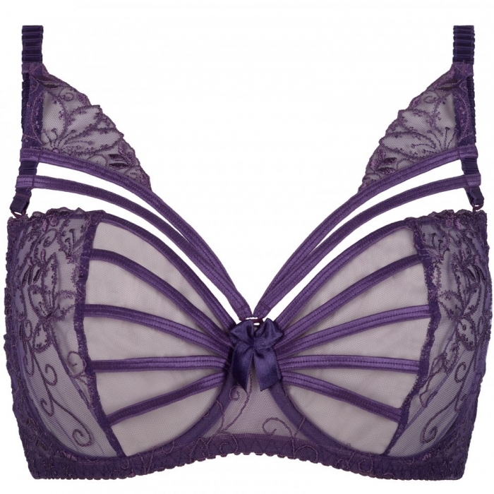 Venetian Mirror 4 - Purple Strappy Lace Sheer Balconette Bra