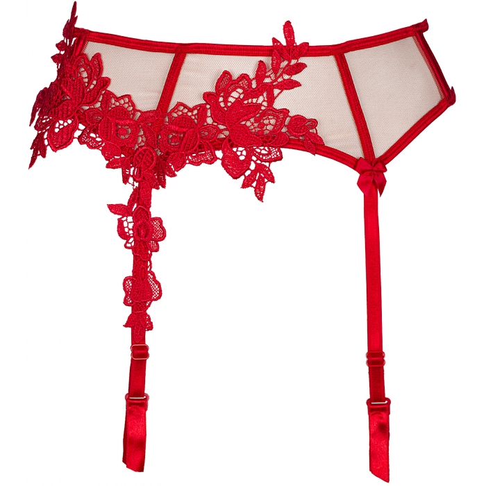 Hot Sevilla Red - Sheer Garter Belt