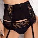 Pamela - Sheer Lace Garter Belt: Black, White