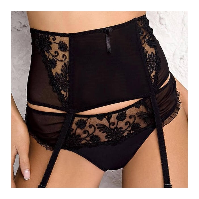 MARCELLE Black Sheer Garter Belt