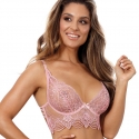 Pink Sheer Lace Longline Bra - SL11