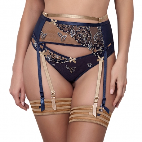 Blue Lagoon 1 - Navy Blue Sheer Garter Belt