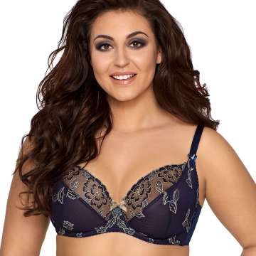 QtoOrEuN Women Unlined Printed Bra Plus Size Embroidery Full Cup Bra 