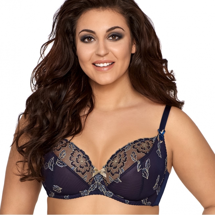 Blue Lagoon 1 - Navy Blue Sheer Bra Plus Sizes