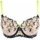 Passion Wave Beige - Neon Yellow Push up Bra