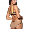 Passion Wave Beige - Neon Yellow Push up Bra