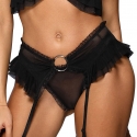 Love Cave 1 - Frilly Mesh Garter Belt Black