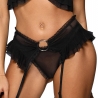 Love Cave 1 - Frilly Mesh Garter Belt Black