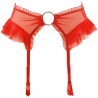 Love Cave 2 - Frilly Mesh Garter Belt Red