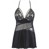 Black Short Lace Babydoll Set