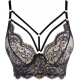 Navy Blue Golden Lace Longlined Bra