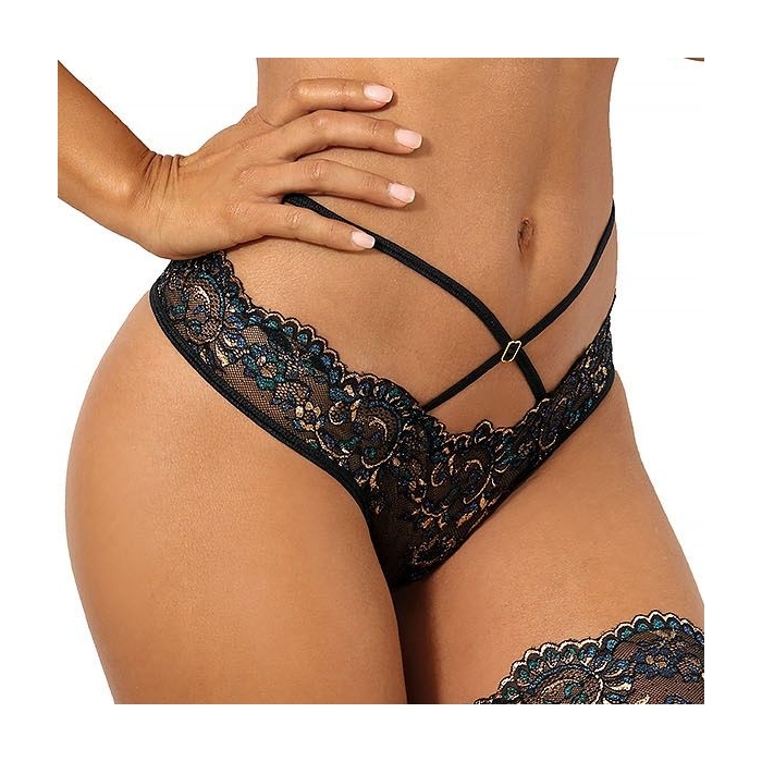 Valley of Sensations 2 - Golden Blue Lace Thongs