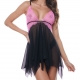 IVRESSE - Pink Black Sheer Lace Babydoll