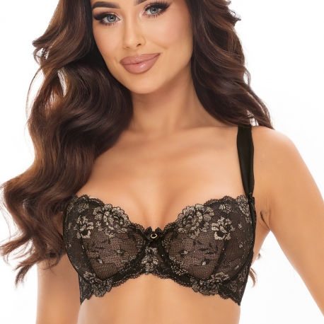On the Clouds 6 - Black and Gold Lace Bra