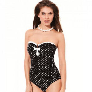 bandeau retro swimsuit polka dots