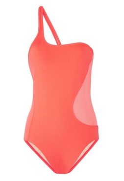 one shoulder pink swimsuit