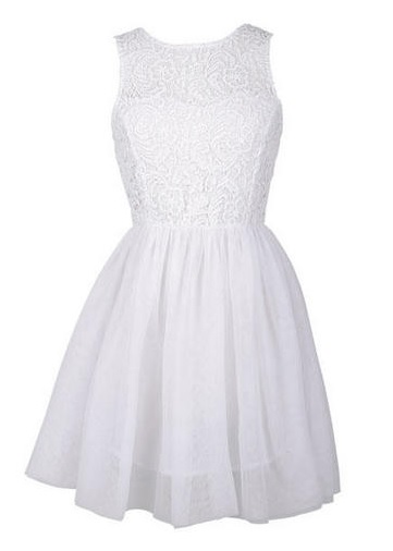 Chase Summer in White Lace Dress