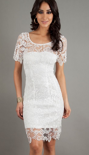 Chase Summer in White Lace Dress