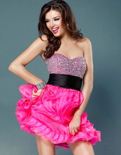 pink sequin bustier dress