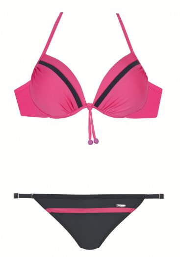 pink and gray two piece bikini