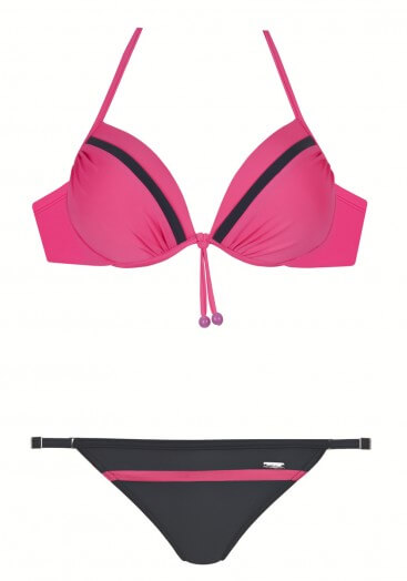 pink and gray two piece bikini