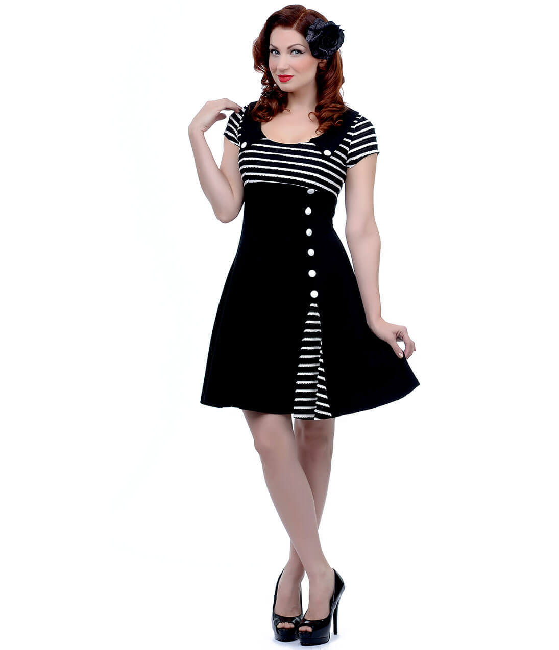 vintage dress black striped