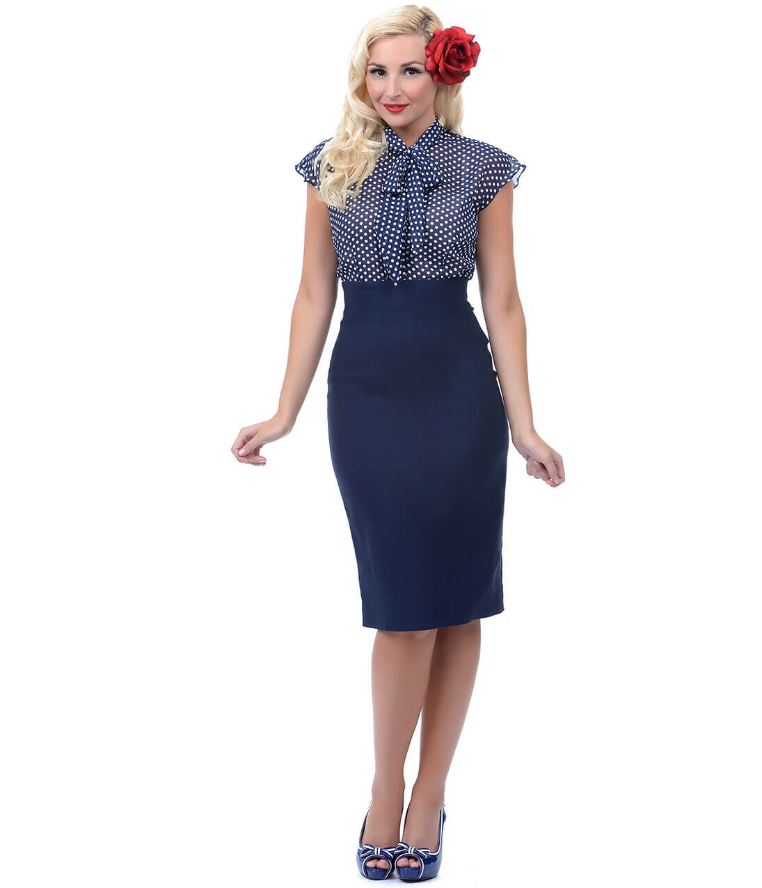 retro dress navy blue