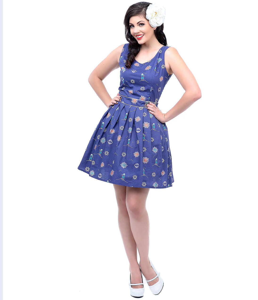 retro dress blue