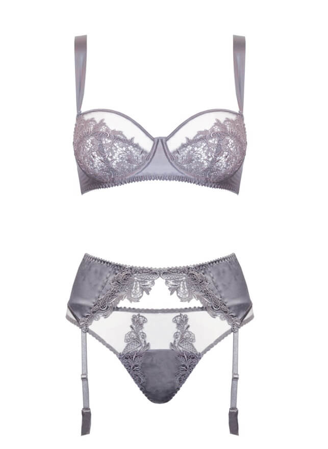 luxury sheer lingerie platinum grey