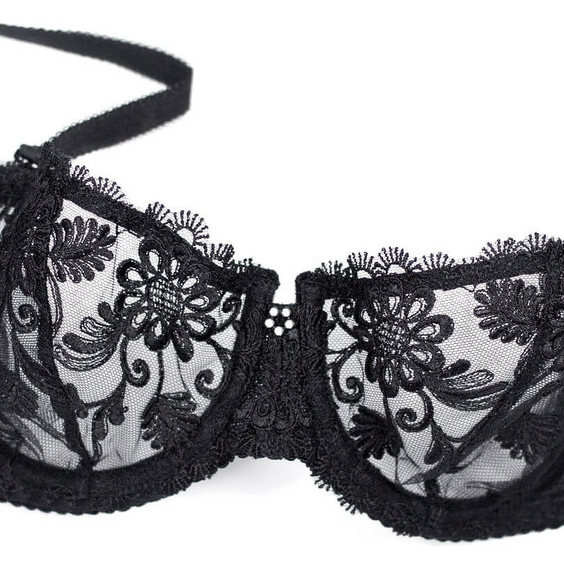 black lace balconette bra